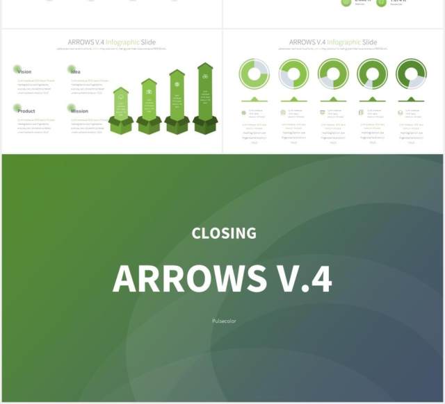 12套颜色箭头阶梯流程图信息图表PPT可视化素材Arrows V.4 - PowerPoint Infographics