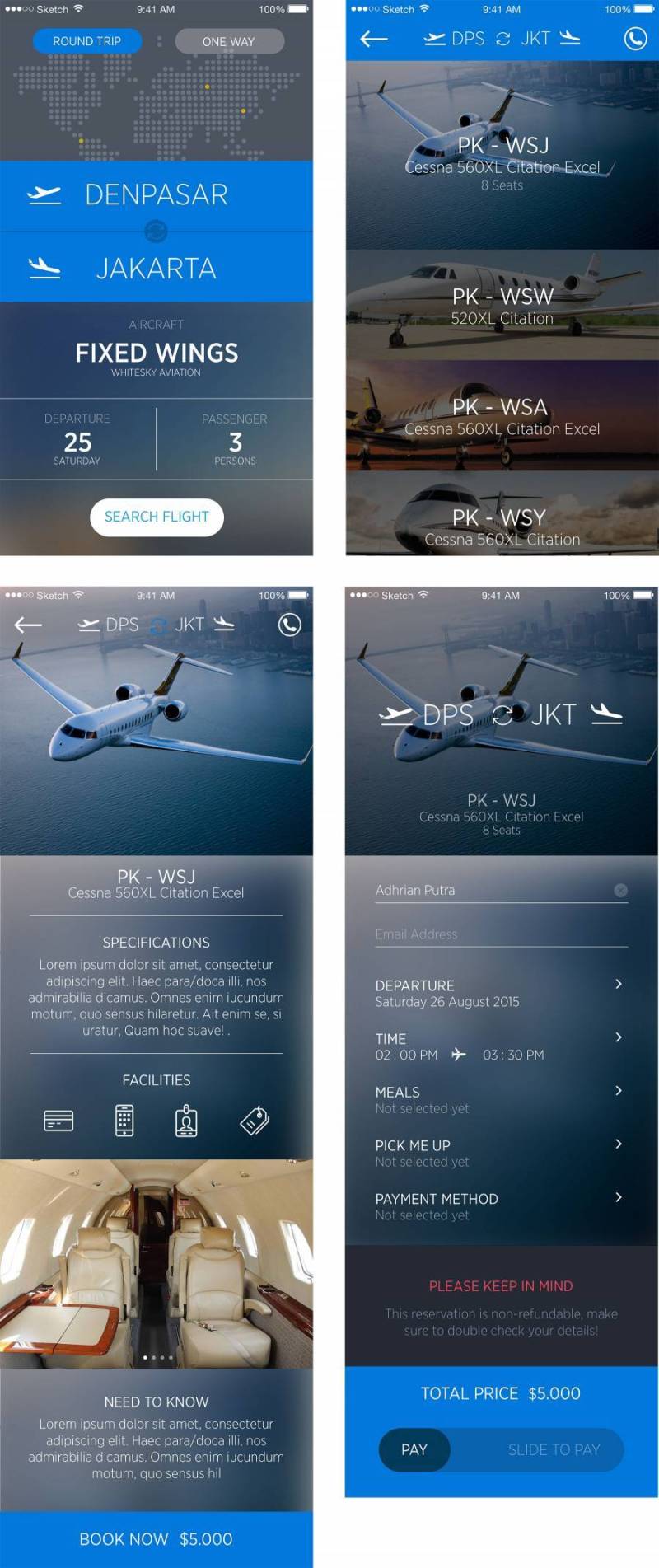 Whitesky Charter Flight App