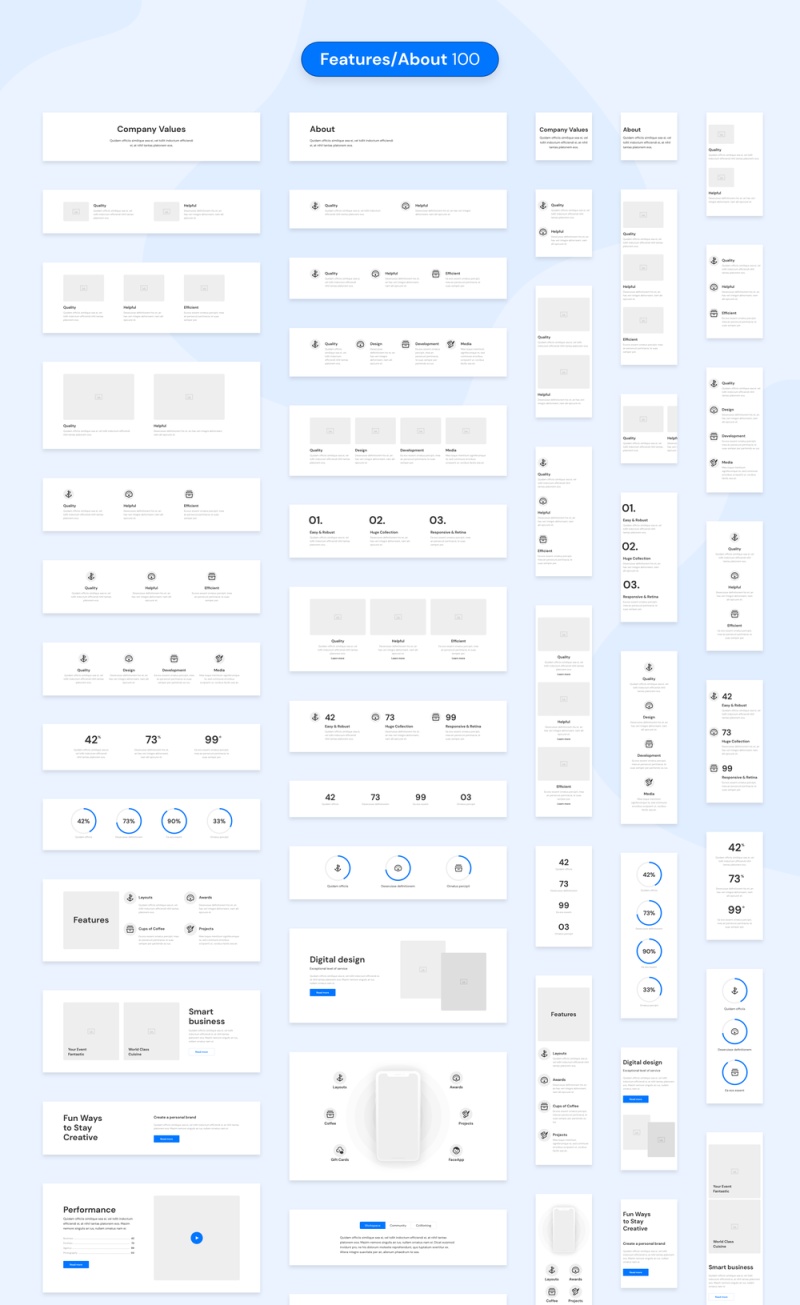 台式机和移动线框UI套件 - 台式机和移动线框UI元素，DOB的巨大包