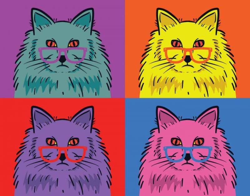 猫波普艺术矢量