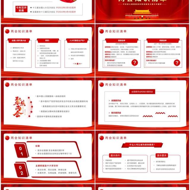 红色党政聚焦全国两会牢记使命担当PPT模板 红色党政聚焦全国两会牢记使命担当PPT模板