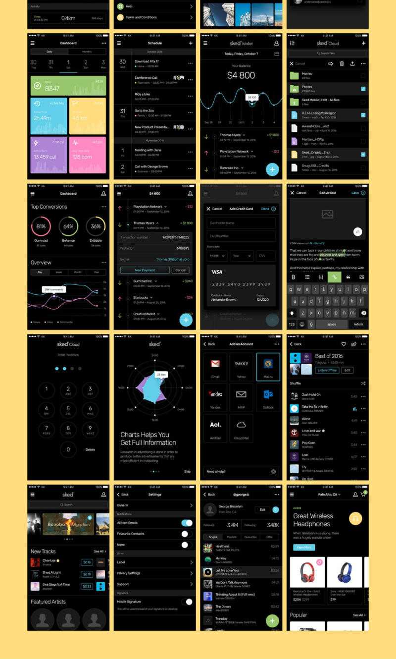 75 +移动，Sked移动UI工具包的明暗屏幕