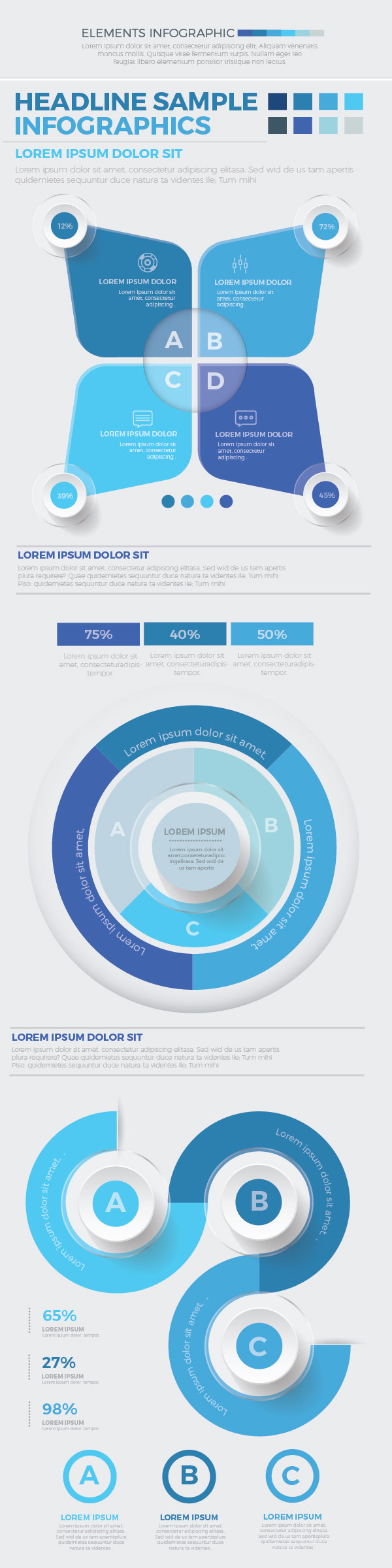 蓝色信息图形设计Blue Infographics Design