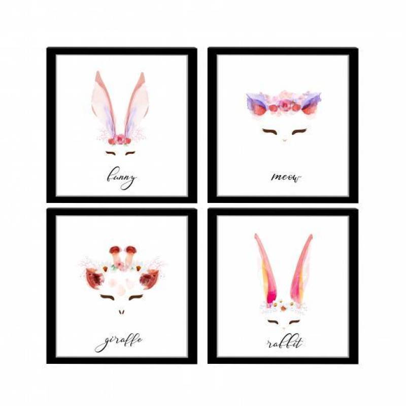 Cute animal graphic with flower wreath.