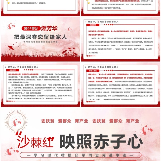 红色简约风沙棘红映照赤子心PPT模板 红色简约风沙棘红映照赤子心PPT模板