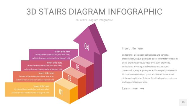 渐变紫黄色3D阶梯PPT图表23