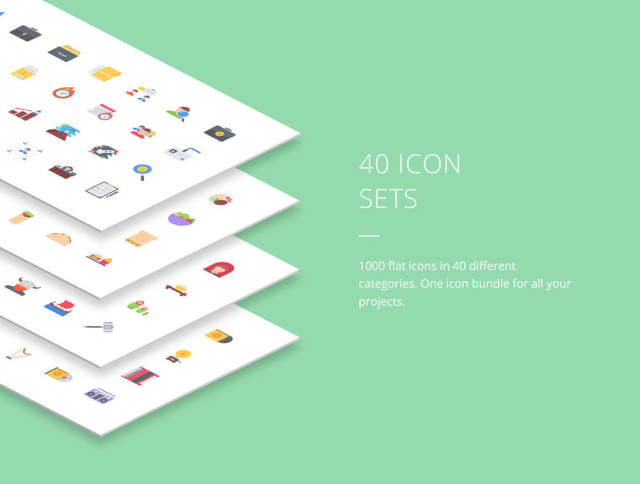 1000个平面图标设置在40个类别。，地球图标