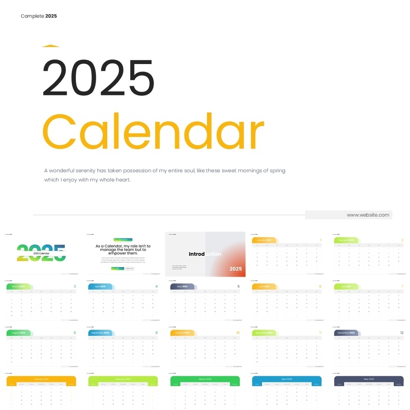 2025年日历PPT模板可插图Calendar 2025 - Widescreen