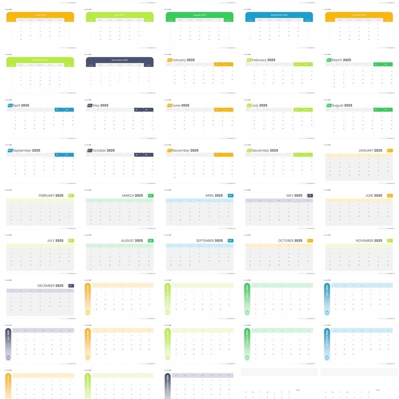 2025年日历PPT模板可插图Calendar 2025 - Widescreen