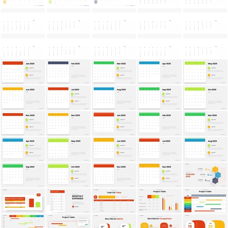 2025年日历PPT模板可插图Calendar 2025 - Widescreen