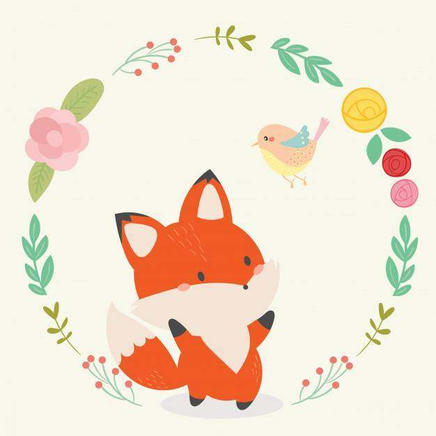 可爱的狐狸矢量图。手绘艺术。