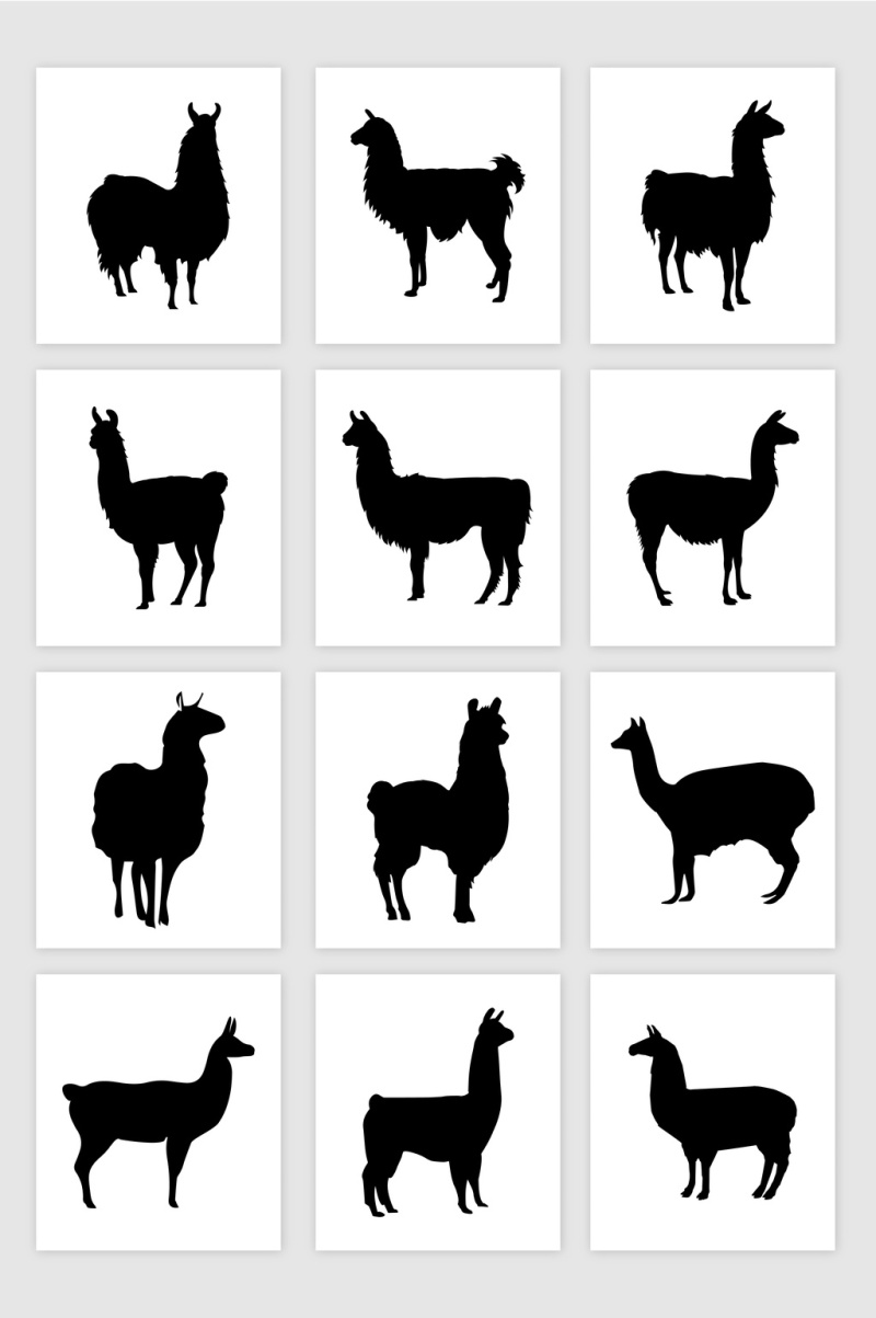 矢量羊驼剪影素材