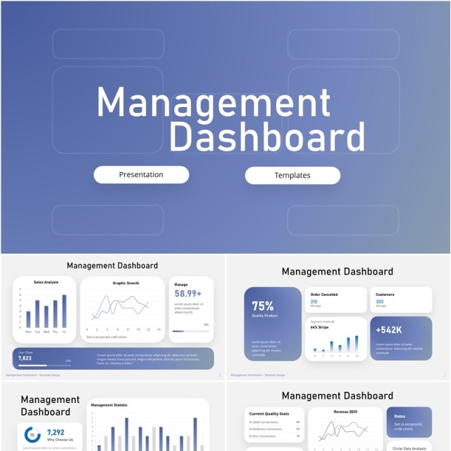 项目管理仪表盘信息图PPT模板Management Dashboard