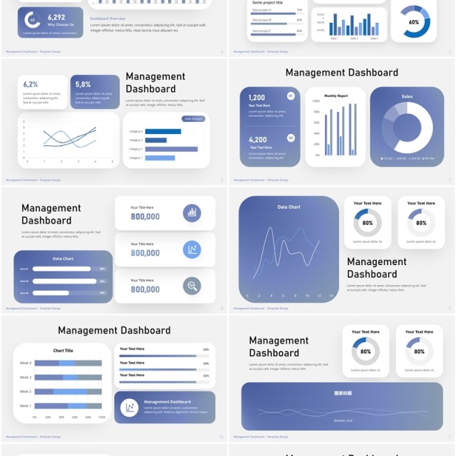 项目管理仪表盘信息图PPT模板Management Dashboard