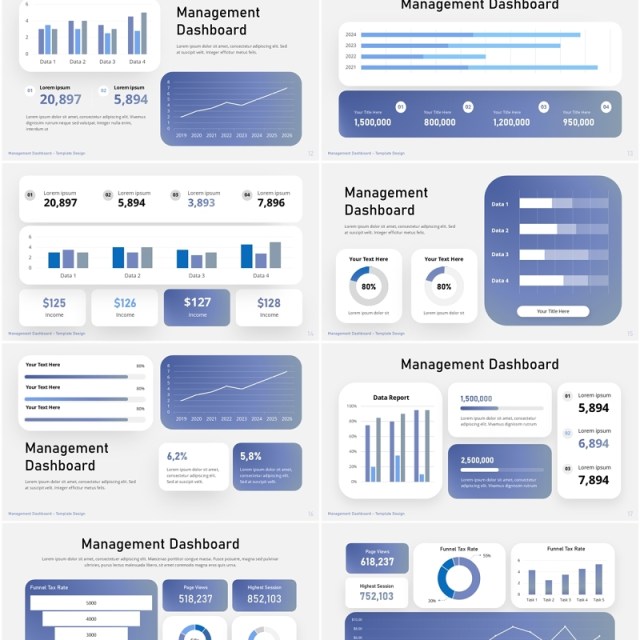 项目管理仪表盘信息图PPT模板Management Dashboard