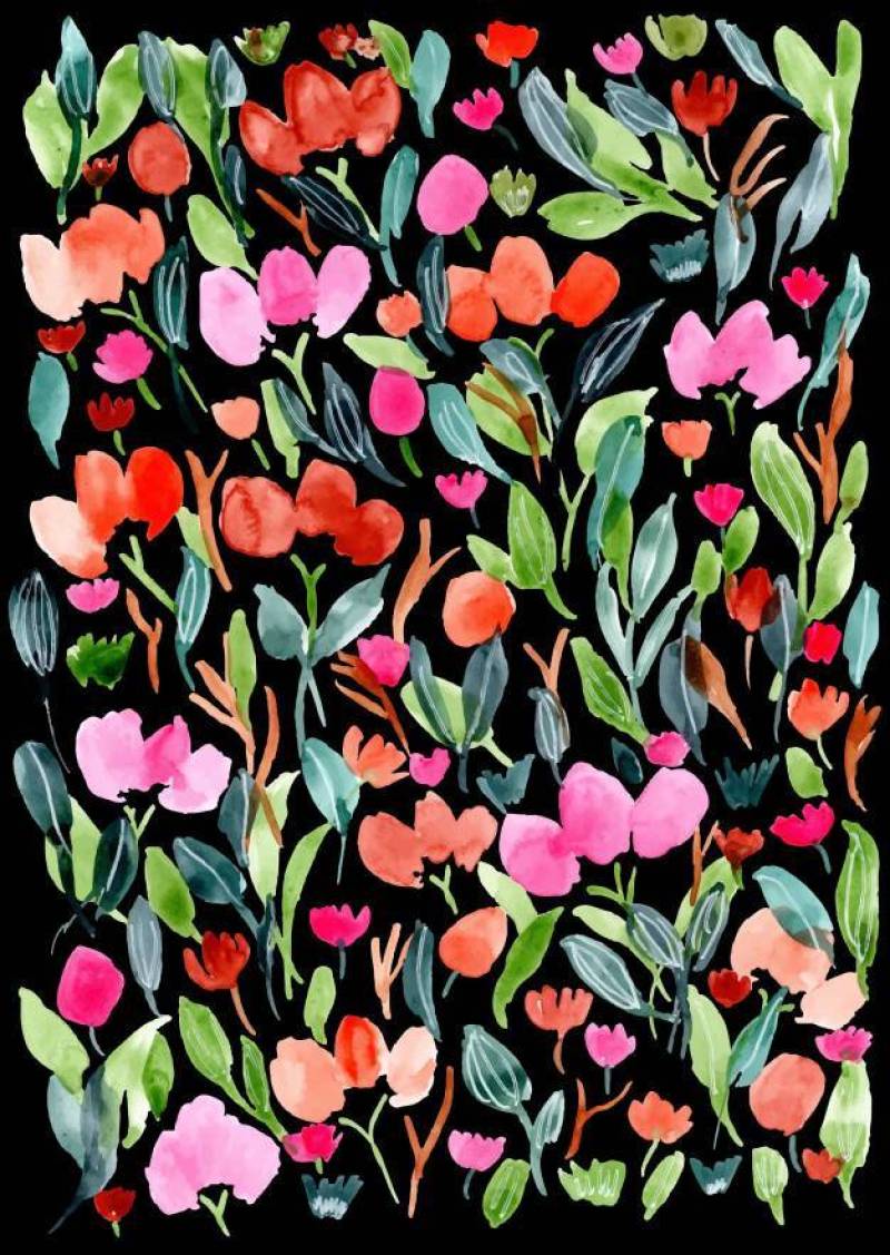 Floral watercolor with dark background