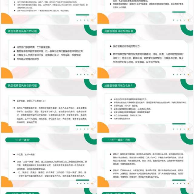 绿色简约风医德医风岗前培训PPT模板