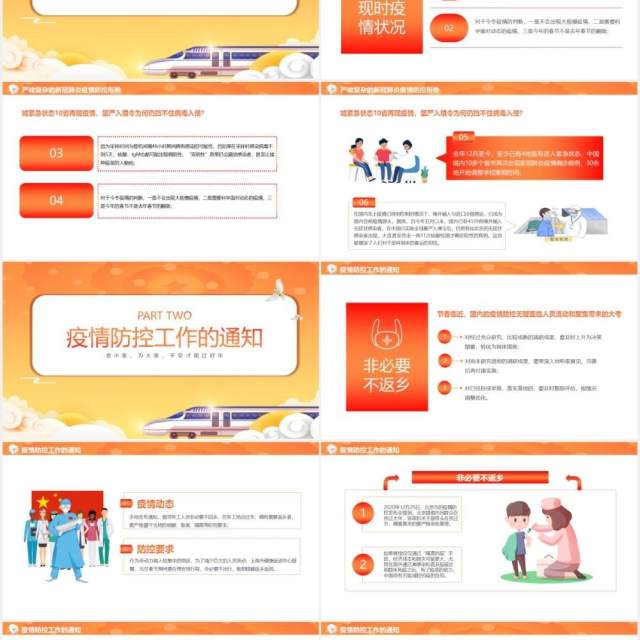 黄色卡通风非必要不回乡防疫通用PPT模板 黄色卡通风非必要不回乡防疫通用PPT模板