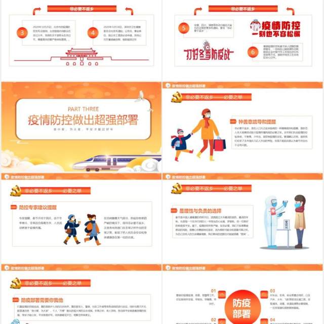 黄色卡通风非必要不回乡防疫通用PPT模板 黄色卡通风非必要不回乡防疫通用PPT模板