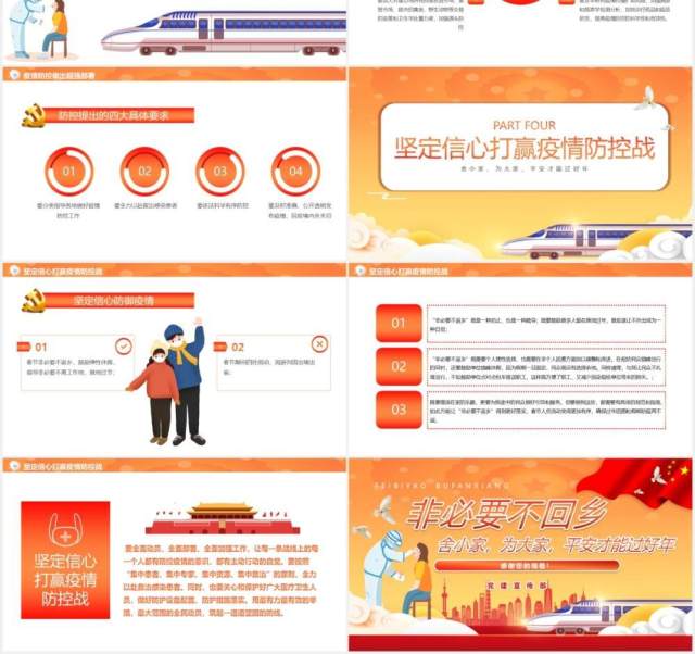 黄色卡通风非必要不回乡防疫通用PPT模板 黄色卡通风非必要不回乡防疫通用PPT模板