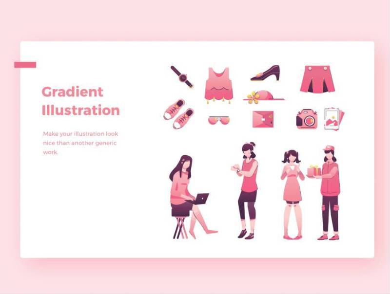 购物插图集与超过40多个组件设计含sketch源文件