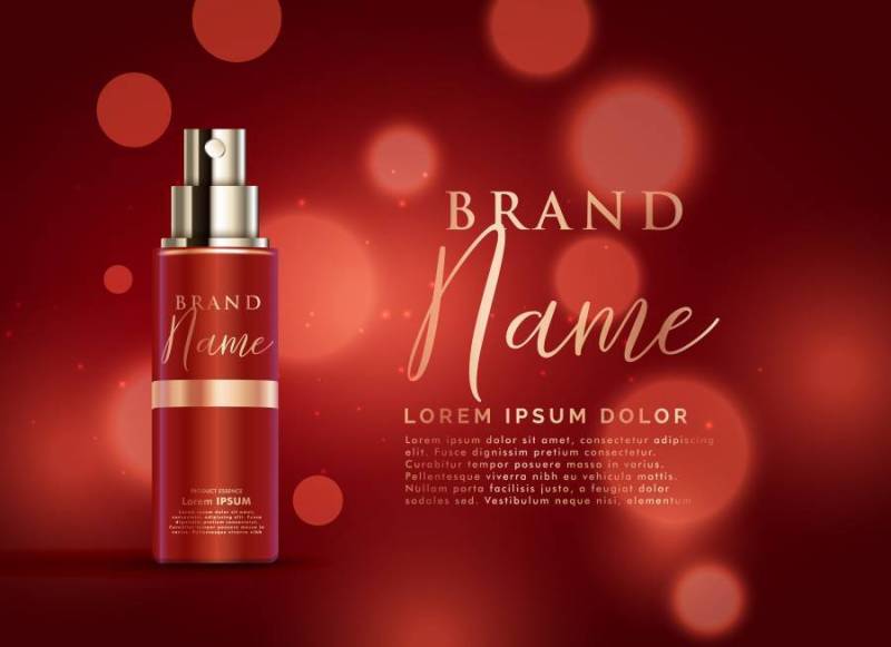 与博克的美好的红色化妆产品显示模板设计