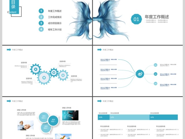 2019学术报告蓝色答辩PPT模板