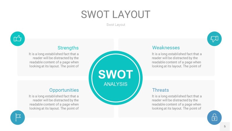 宝石绿SWOT图表PPT5