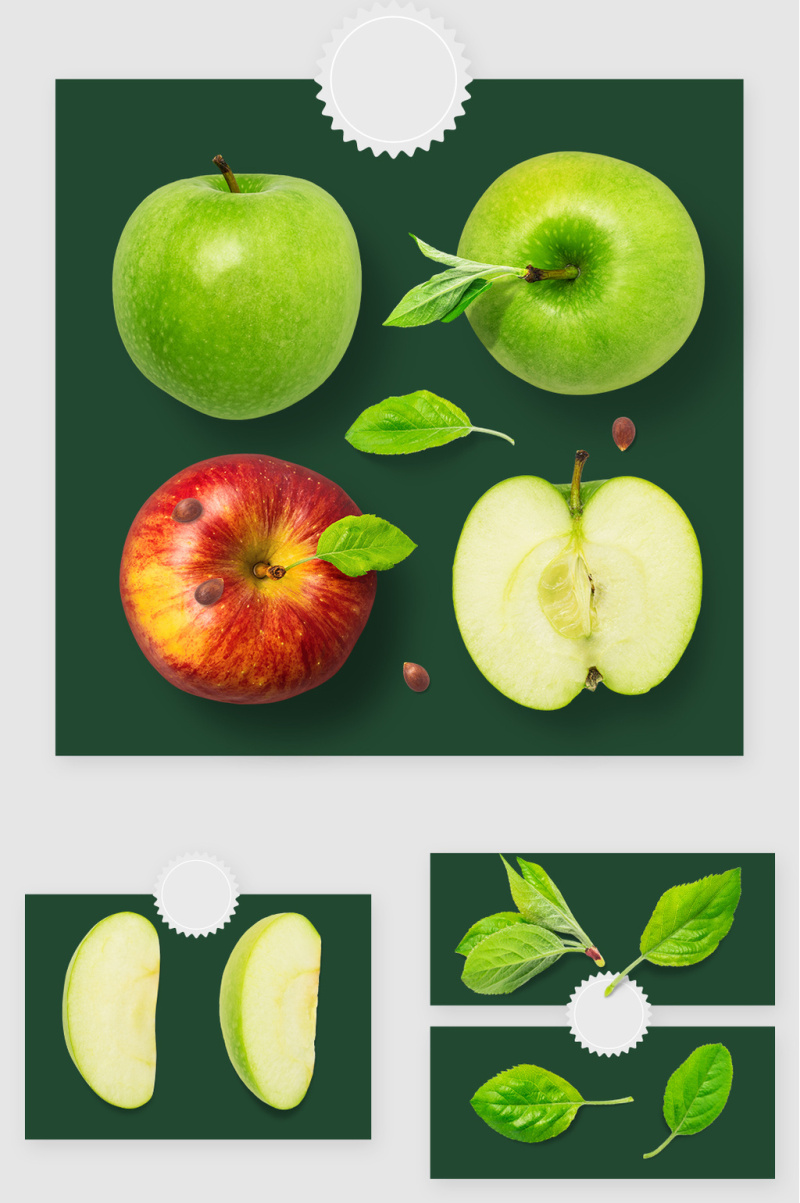 高清新鲜红色苹果青苹果PSD设计素材