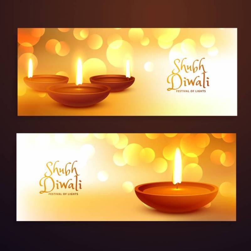 令人敬畏的屠妖节节日横幅与排灯节上金bac