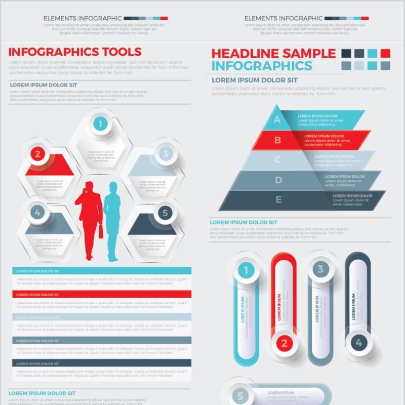 大信息图表模板元素设计Big Infographics Elements Design