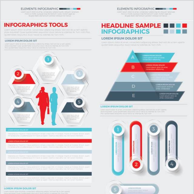 大信息图表模板元素设计Big Infographics Elements Design