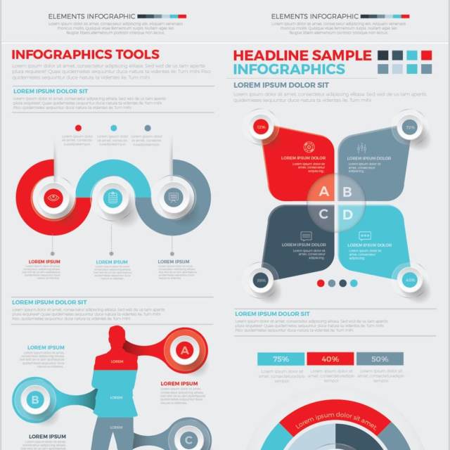 大信息图表模板元素设计Big Infographics Elements Design