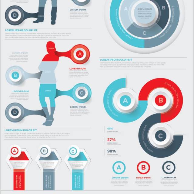 大信息图表模板元素设计Big Infographics Elements Design