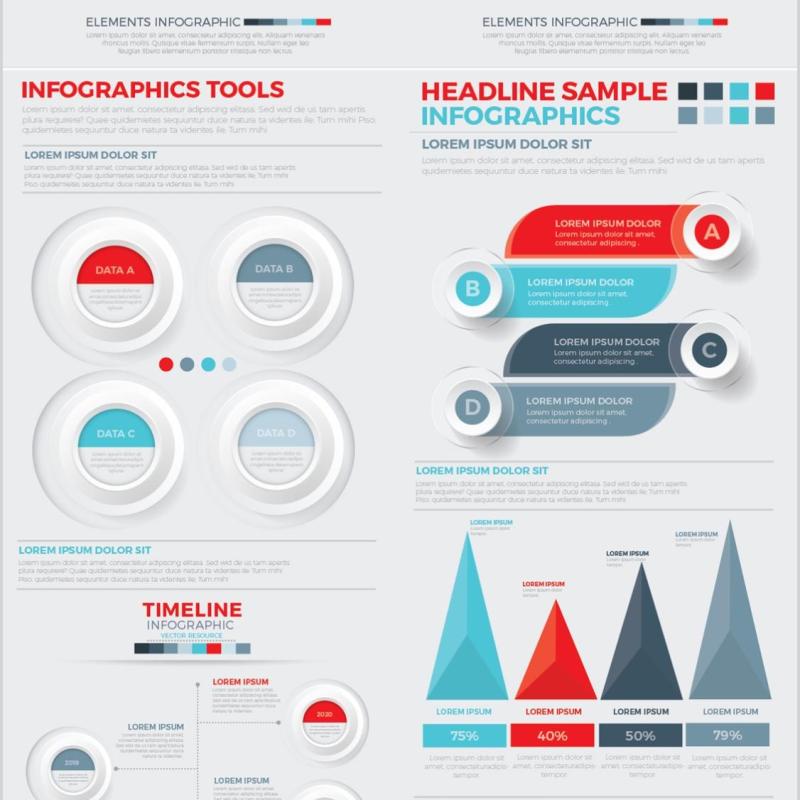 大信息图表模板元素设计Big Infographics Elements Design