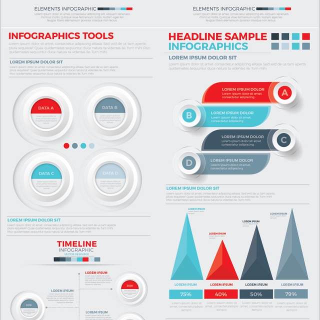 大信息图表模板元素设计Big Infographics Elements Design