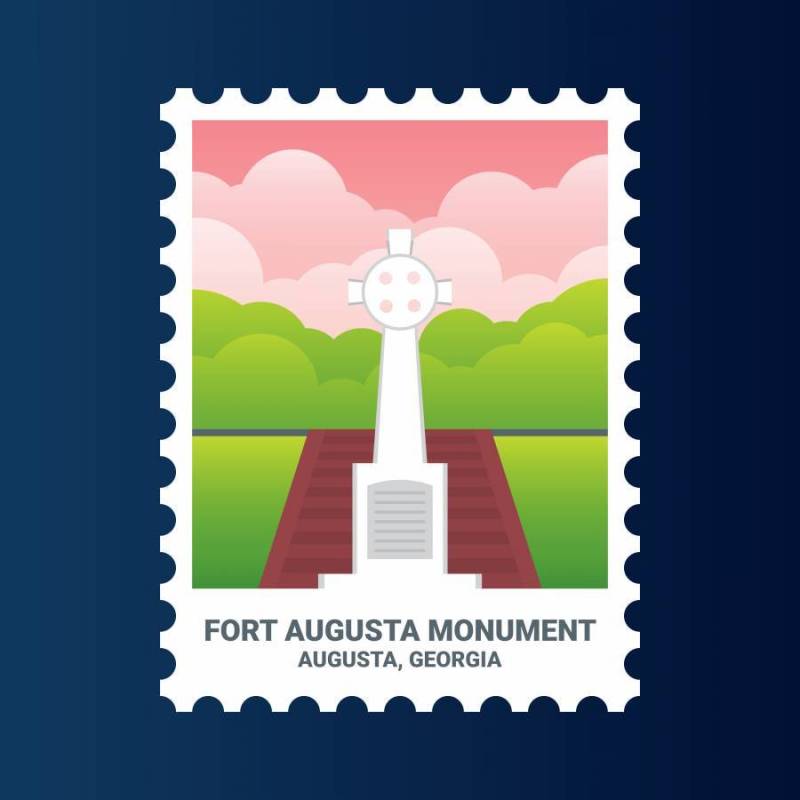 奥古斯塔堡纪念碑乔治亚州美国邮票