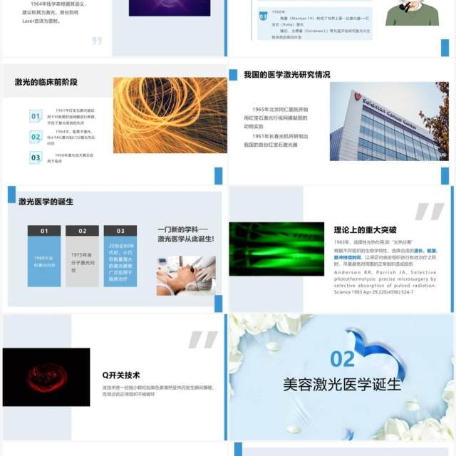 蓝色简约医疗美容激光产品介绍PPT模板 蓝色简约医疗美容激光产品介绍PPT模板