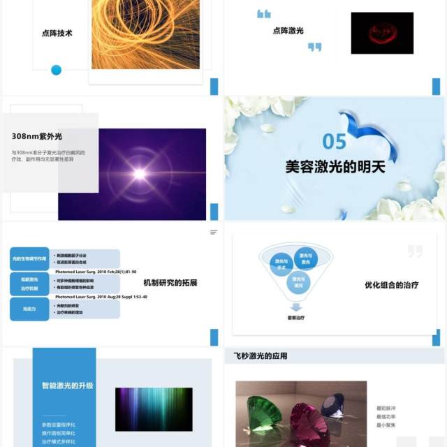 蓝色简约医疗美容激光产品介绍PPT模板 蓝色简约医疗美容激光产品介绍PPT模板