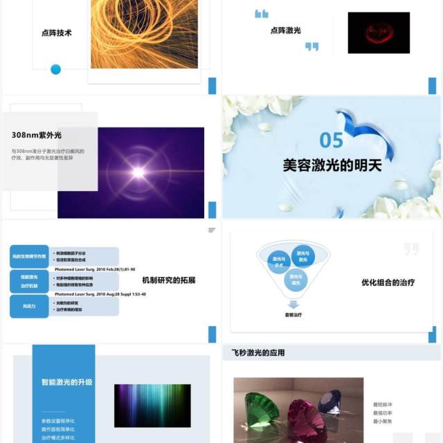 蓝色简约医疗美容激光产品介绍PPT模板