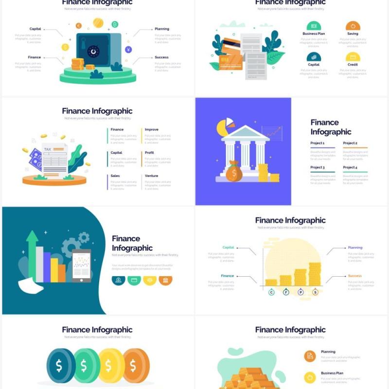 国外创意财务金融服务PPT信息图形素材Finance Powerpoint Infographics
