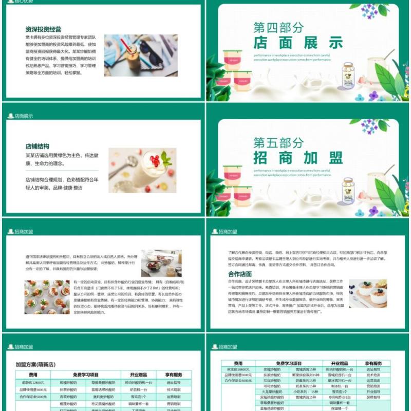 绿色健康时尚品牌炒酸奶招商加盟动态PPT模板