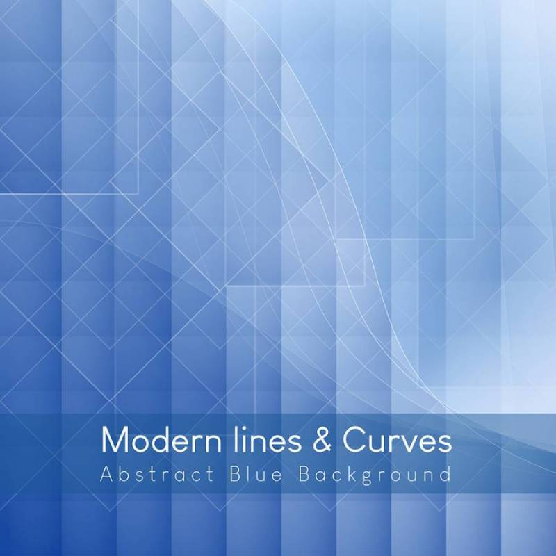 现代线条和曲线抽象的蓝色背景