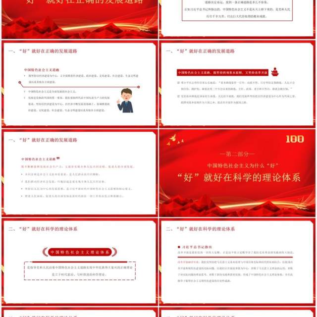 红色党政风中国特色社会主义为什么好教育PPT模板 红色党政风中国特色社会主义为什么好教育PPT模板