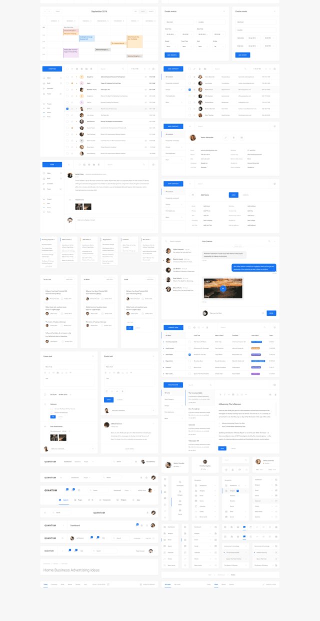 1200+用户界面卡和超过7个类别的超过200页。Quantum UI Kit 2.0