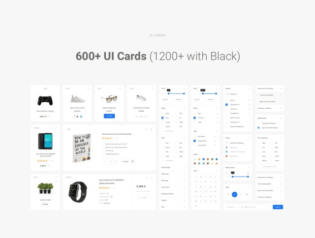 1200+用户界面卡和超过7个类别的超过200页。Quantum UI Kit 2.0