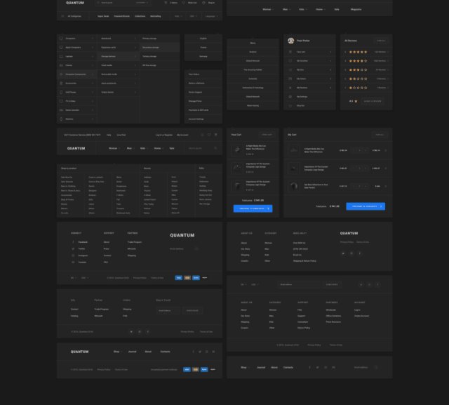 1200+用户界面卡和超过7个类别的超过200页。Quantum UI Kit 2.0