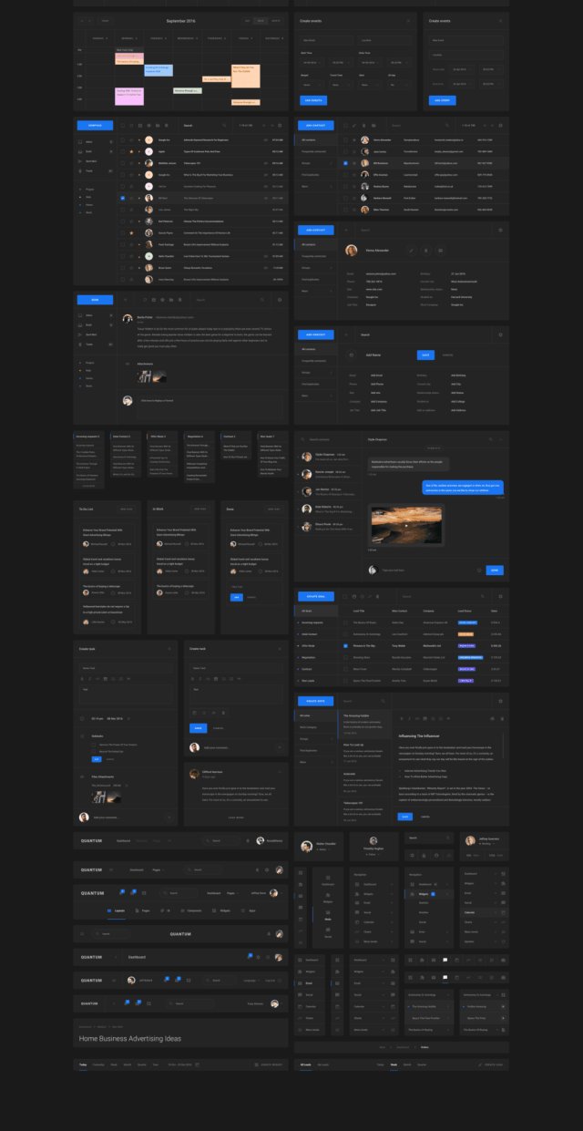 1200+用户界面卡和超过7个类别的超过200页。Quantum UI Kit 2.0