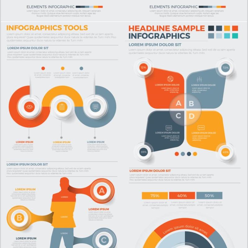 大信息图表设计元素素材Big Infographics Design