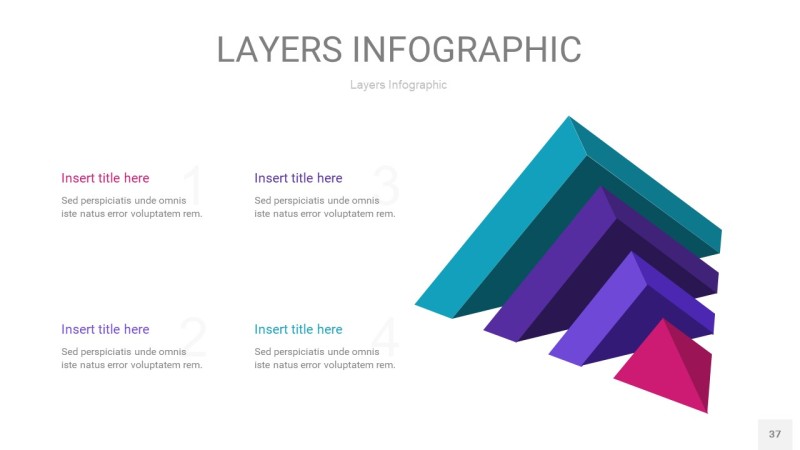 紫蓝色3D分层PPT信息图37